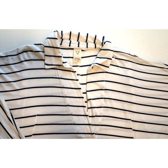 We The Free Striped Oversized Collared Top Classic Coastal Preppy Aesthetic - Picture 2 of 8